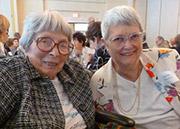 Attending the event: Sonja Marchand (right), who helped launch SAGE through the Tseng College in 1987; Bea Weingart, 100 years old, a retired science teacher who earned a master's degree at CSUN