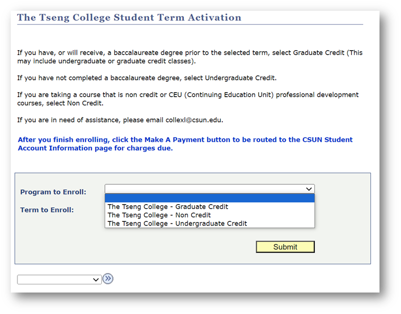 Step 2 - Select Program to Enroll Option