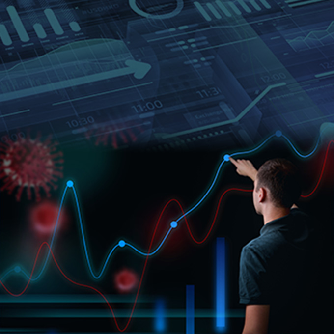 A person is looking at a data chart