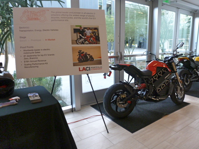 Hollywood Electrics displayed electric motorcycles at the Valley Performing Arts Center as part of the CleanTech LA event.