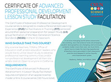 Certificate of Advanced Professional Development inLesson Study Facilitation