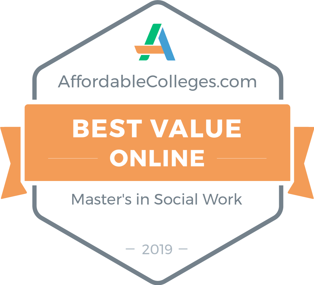Badge: Most affordable Social Work Degrees - 2018 by www.affordablecolleges.com