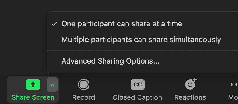 Screenshot of location of Advanced Sharing Options