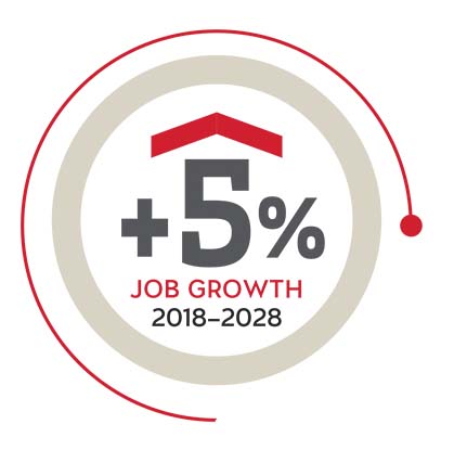 +5% job growth (2018-2028)