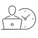 Online learning (person on laptop with clock in background) icon