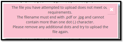 Attachment rejected requirement dialog screen