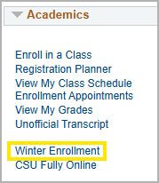 Select "Winter Enrollment"