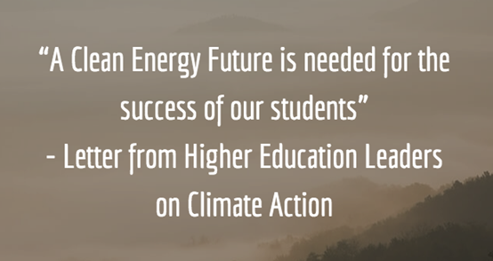Letter excerpt: "A clean energy is needed for the success of our students"